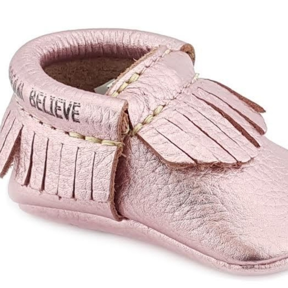 First Steps Leather Pink Baby Moccasins Shoes